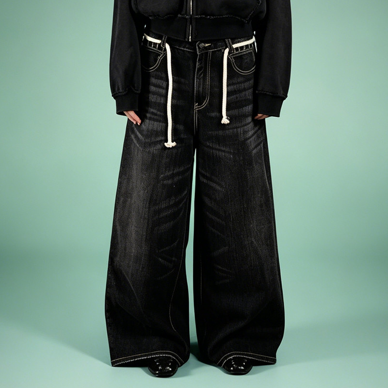 Acid Wash Design Trousers