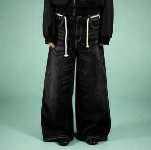 Custom Acid Wash Design Flared Pants | Blank Plain Wide Leg Trousers | OEM Streetwear Manufacturer