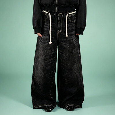 Custom Acid Wash Design Flared Pants | Blank Plain Wide Leg Trousers | OEM Streetwear Manufacturer