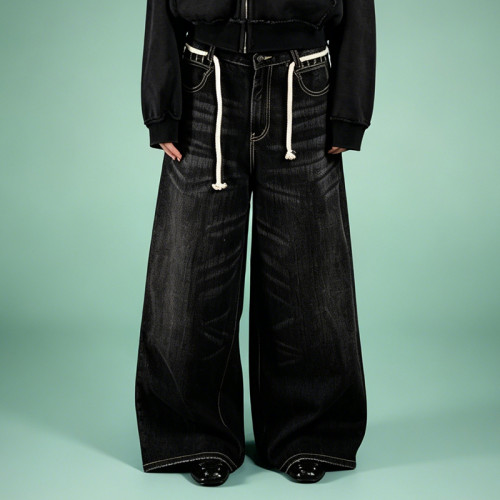 Custom Acid Wash Design Flared Pants | Blank Plain Wide Leg Trousers | OEM Streetwear Manufacturer