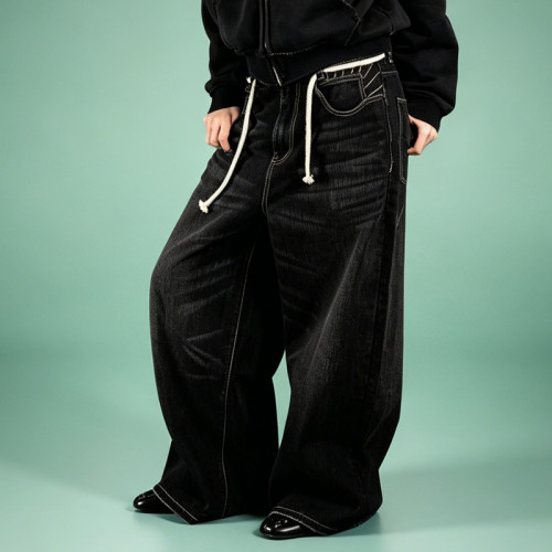 Custom Acid Wash Design Flared Pants | Blank Plain Wide Leg Trousers | OEM Streetwear Manufacturer