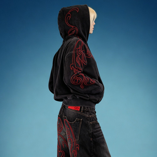 Cotton Logo DTG Print Zip Hoodie | Acid Wash Design Hoodie | High Quality Custom Streetwear Manufacturer