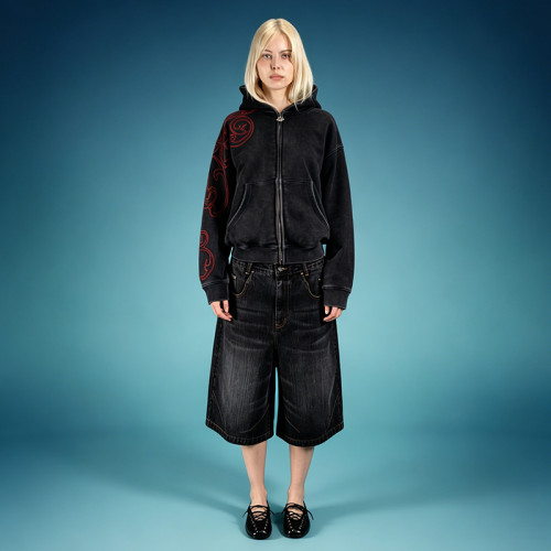 Cotton Logo DTG Print Zip Hoodie | Acid Wash Design Hoodie | High Quality Custom Streetwear Manufacturer