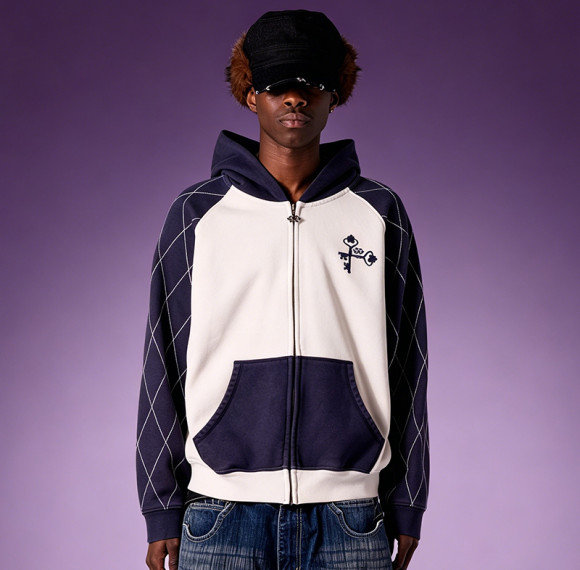 Custom 100% Cotton Hoodie | Vintage Zipper Hoodie | Streetwear Hoodie Manufacturer |  Color Block Hoodie