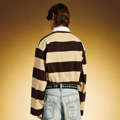 Custom Long-sleeved Polo T-shirt | Striped Print 100% Cotton T-Shirt | Streetwear manufacture