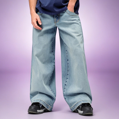Custom Casual baggy Men's Denim Pants | Washed Embroidery Jeans | Pants Manufacturer