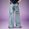 Custom Casual baggy Men's Denim Pants | Washed Embroidery Jeans | Pants Manufacturer