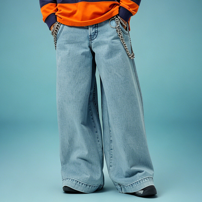 Custom Wide-Leg Jeans | Casual Vintage Embroidery Pants | Wash Jeans Manufacturer