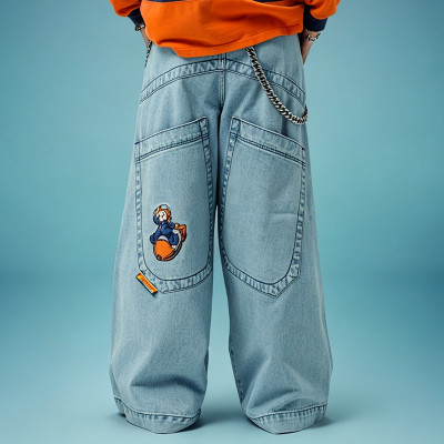 Custom Wide-Leg Jeans | Casual Vintage Embroidery Pants | Wash Jeans Manufacturer