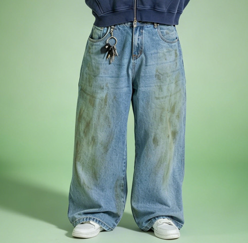Custom Washed Distressed baggy Jeans | Straight Leg Denim Jeans Supplier | Mens Pants Manufacturer