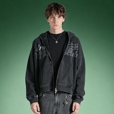 Custom DTG Print Acid Wash Zipper Hoodie | Vintage Heavyweight Hoodie | Streetwear Manufacturer
