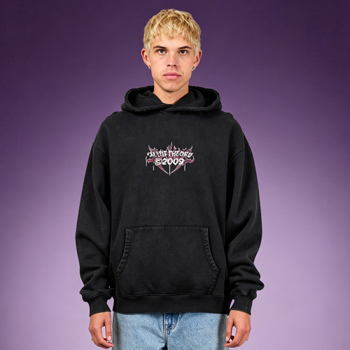 100% Cotton Boxy Fit Sweatshirt | Acid Wash Streetwear Hoodie |  Custom DTG Print Hoodie