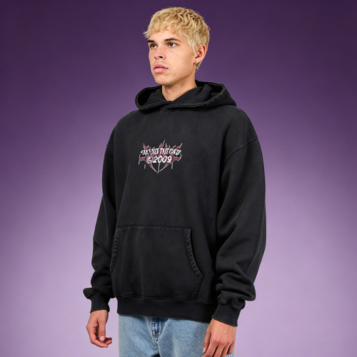100% Cotton Boxy Fit Sweatshirt | Acid Wash Streetwear Hoodie |  Custom DTG Print Hoodie