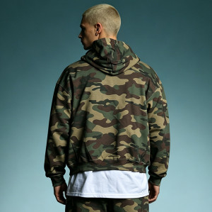 Custom Crop Fit Cotton Hoodie | Vintage Zip-up Hoodie | Streetwear Hoodie Manufacturer | Camouflage Hoodie
