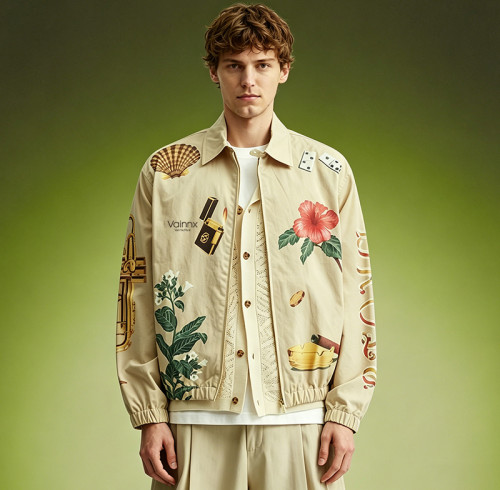 Custom Pattern Print Coach Jacket | Casual Vintage Jacket | Custom Branded Jackets