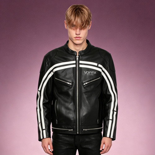 Custom Motorcycle Jacket | Leather Jacket | Men's Stripe Jacket | High Quality Jacket Manufacturer