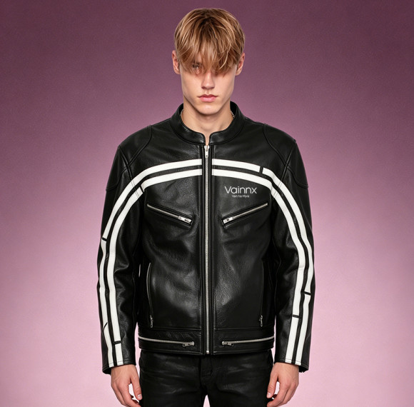 Custom Motorcycle Jacket | Leather Jacket | Men's Stripe Jacket | High Quality Jacket Manufacturer