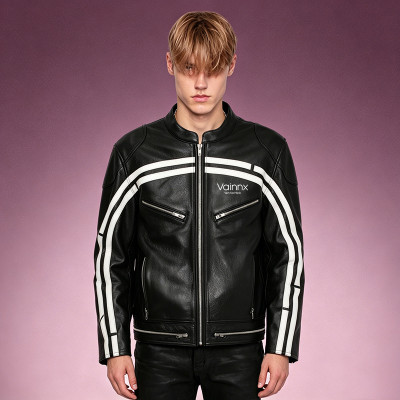 Custom Motorcycle Jacket | Leather Jacket | Men's Stripe Jacket | High Quality Jacket Manufacturer