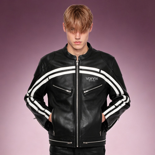 Custom Motorcycle Jacket | Leather Jacket | Men's Stripe Jacket | High Quality Jacket Manufacturer