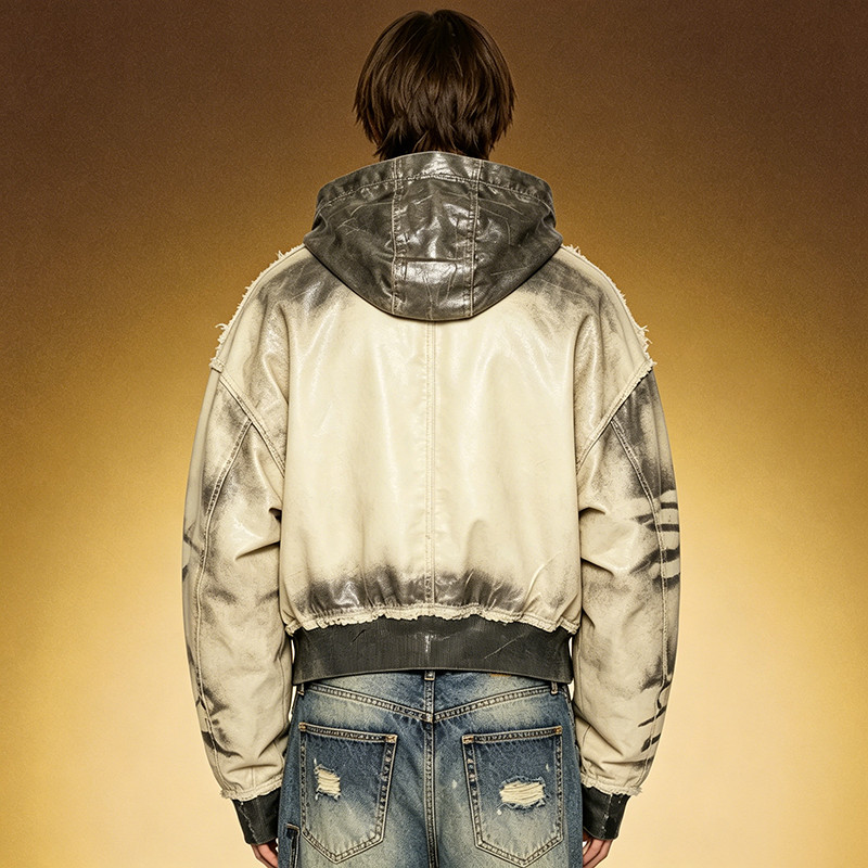 Fashion Distressed Ink Print Jackt