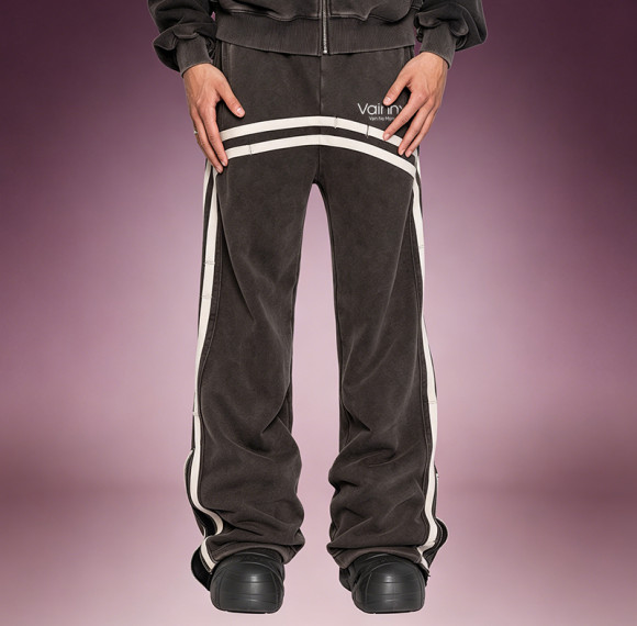 Custom Washed Stripe Sports Pants | Side zip Wide Leg Velour Track Pants | Streetwear Manufacturer