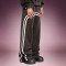 Custom Washed Stripe Sports Pants  |  Side zip Wide Leg Velour Track Pants | Streetwear Manufacturer