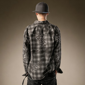 Custom Leopard Plaid Shirt | Oversized Printed Flannel Shirt | Long Sleeved Vintage Shirt
