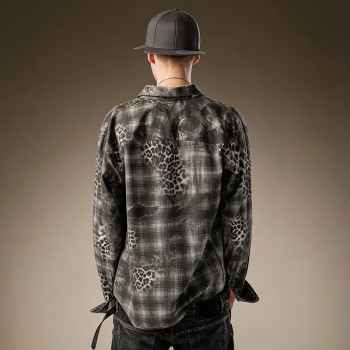 Custom Leopard Plaid Shirt | Oversized Printed Flannel Shirt | Long Sleeved Vintage Shirt