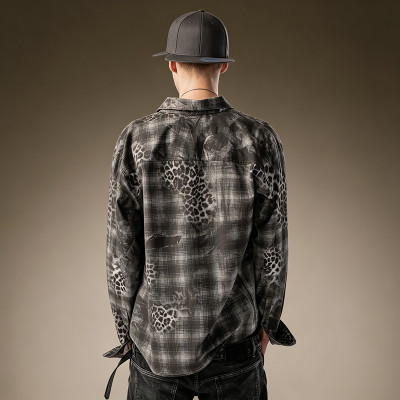 Custom Leopard Plaid Shirt | Oversized Printed Flannel Shirt | Long Sleeved Vintage Shirt