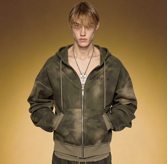 Custom 500GSM Heavyweight Hoodie | Oversized Camouflage Zip Up Hoodie | Streetwear Hoodie Manufacturer