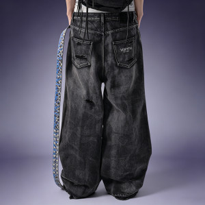 Custom Wash Faded Jeans | Distressed Wide Leg Baggy Pants | Streetwear Pants Manufacturer