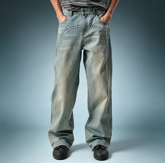 Custom Heavyweight 100% Cotton Denim Pants | Washed Baggy Jeans | High Quality Pants Manufacturer