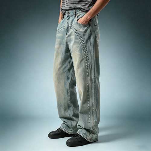 Custom Heavyweight 100% Cotton Denim Pants | Washed Baggy Jeans | High Quality Pants Manufacturer