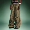 Custom Washed Streetwear Pants | Distressed Olive Cargo Pants | Loose Wide-leg Cotton Trousers