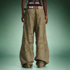 Custom Washed Streetwear Pants | Distressed Olive Cargo Pants | Loose Wide-leg Cotton Trousers