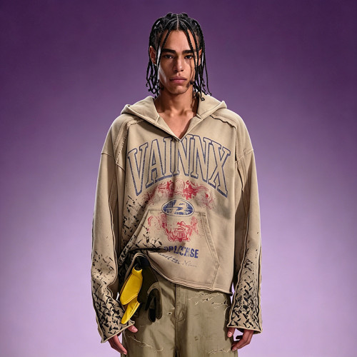 Distressed Oversize Fit Sweatshirt | Acid Wash Vintage Hoodie | Custom Screen Print Hoodie