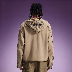 Distressed Oversize Fit Sweatshirt | Acid Wash Vintage Hoodie | Custom Screen Print Hoodie