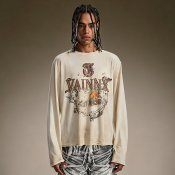 Custom Lightweight 100% Cotton T-shirt | DTG Print High Quality Long Sleeve | Streetwear Retro T-shirt