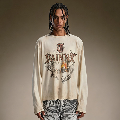 Custom Lightweight 100% Cotton T-shirt | DTG Print High Quality Long Sleeve | Streetwear Retro T-shirt