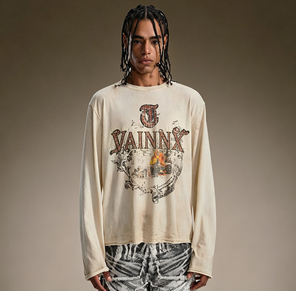 Custom Lightweight 100% Cotton T-shirt | DTG Print High Quality Long Sleeve | Streetwear Retro T-shirt