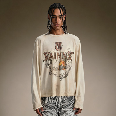 Custom Lightweight 100% Cotton T-shirt | DTG Print High Quality Long Sleeve | Streetwear Retro T-shirt