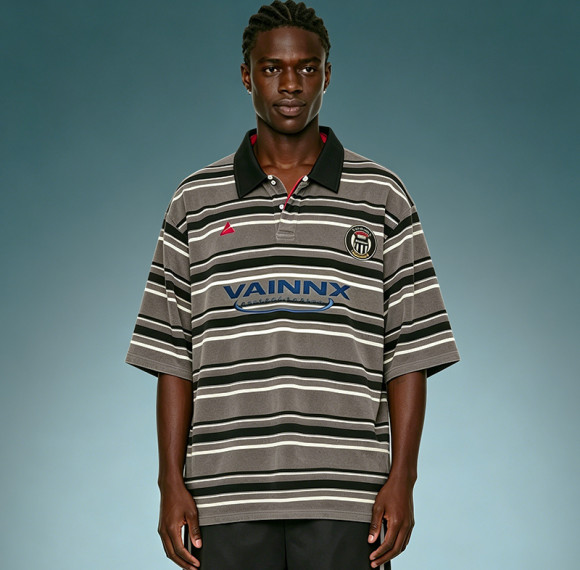 Custom Oversized Stripe T-Shirt | Thick 100% Cotton Breathable T-Shirt | Digital Print Polo Shirt