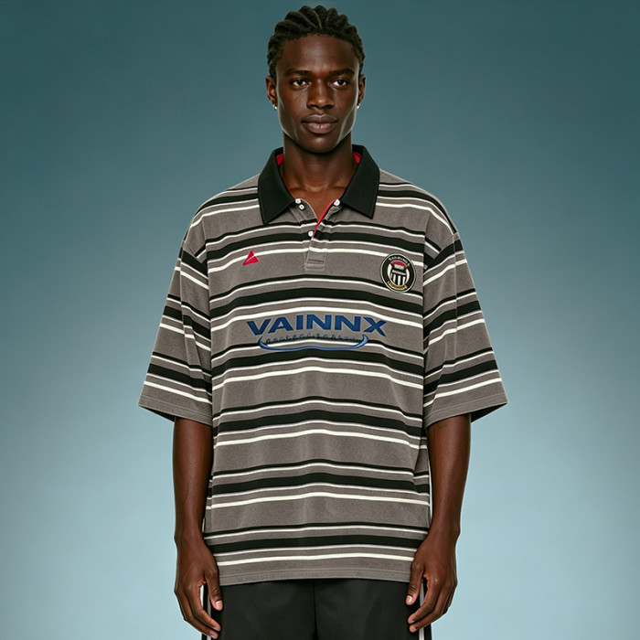 Custom Oversized Stripe T-Shirt | Thick 100% Cotton Breathable T-Shirt | Digital Print Polo Shirt