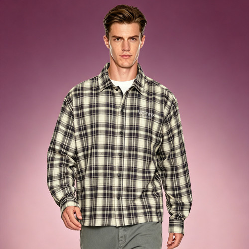 Custom Oversized Plaid Flannel Shirt | Drop Shoulder Streetwear Long Sleeve Shirt | Shirt Supplier