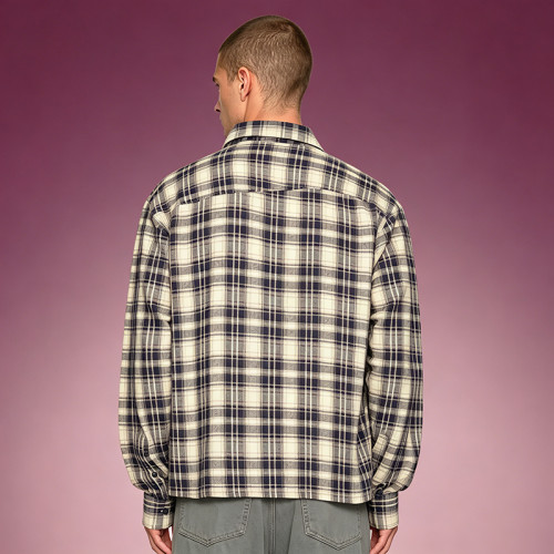 Custom Oversized Plaid Flannel Shirt | Drop Shoulder Streetwear Long Sleeve Shirt | Shirt Supplier