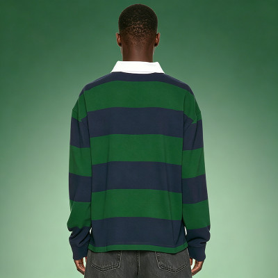 Custom Long Sleeves Jersey Polo T-shirt | Cotton Fleece Striped Vintage T-Shirt | Streetwear Manufacturer