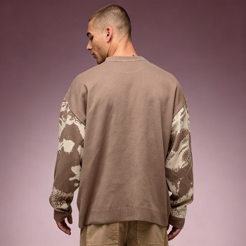 Custom Men's Long Sleeve Digital Print Tee | Heavyweight Cotton Fleece Designer T-shirt | Jacquard Knit T-shirt
