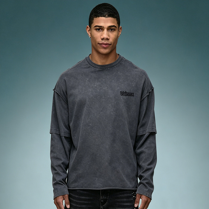 Custom Men's Double Layer Long Sleeve Tee | Thick 100% Cotton Jersey T-shirt | High Quality T-shirt Supplier