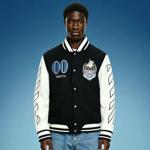Custom Varsity Jacket | Faux Leather Sleeves Jacket | Men's Print Bomber Jacket | High Quality Jacket Manufacturer