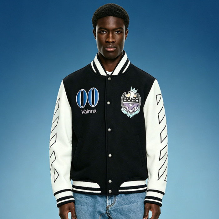 Custom Varsity Jacket | Faux Leather Sleeves Jacket | Men's Print Bomber Jacket | High Quality Jacket Manufacturer